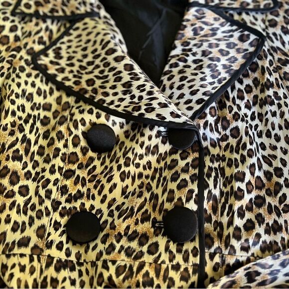 Twenty One Leopard Satin Double Breasted Trench Coat Jacket M - Picture 8 of 10